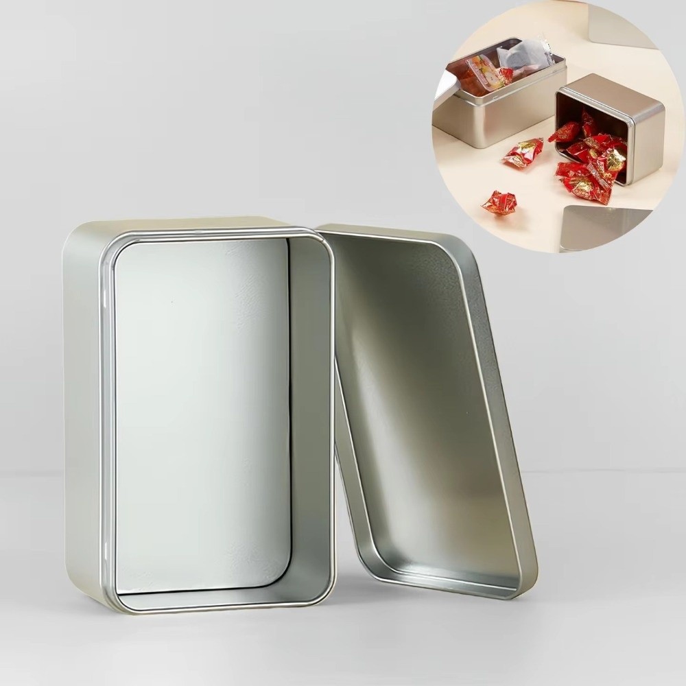 新しい無地のブリキ缶、蓋付きティーケース、正方形の収納ボック - Tin Container Lid のレビューと価格