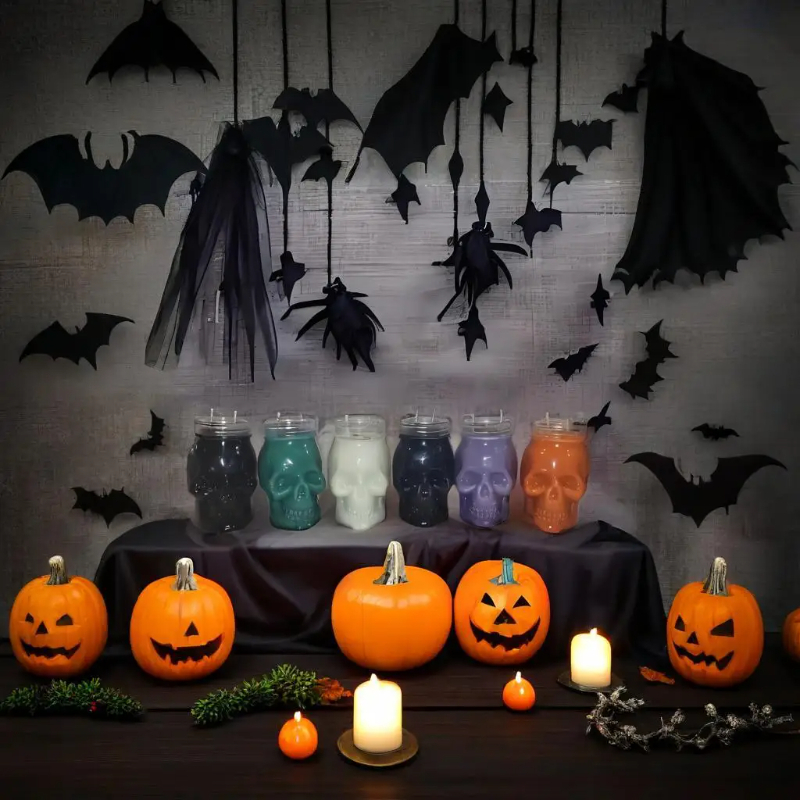 6個入り ハロウィン 透明スカル プラスチックジャー 蓋付き - Candle Making Jars With Lids のレビューと価格