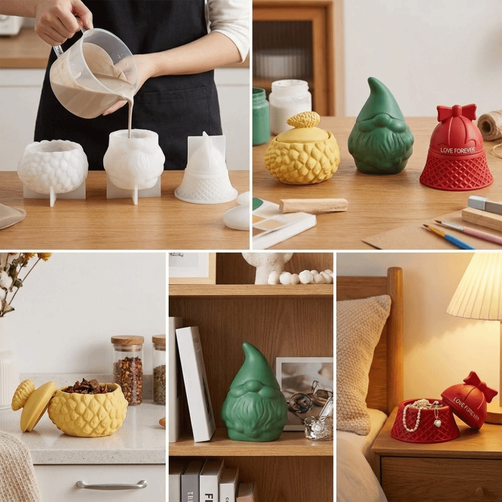 シリコン製のサンタクロース型保存容器型。型から外しやすく、焦 - Candle Making Jars With Lids のレビューと価格