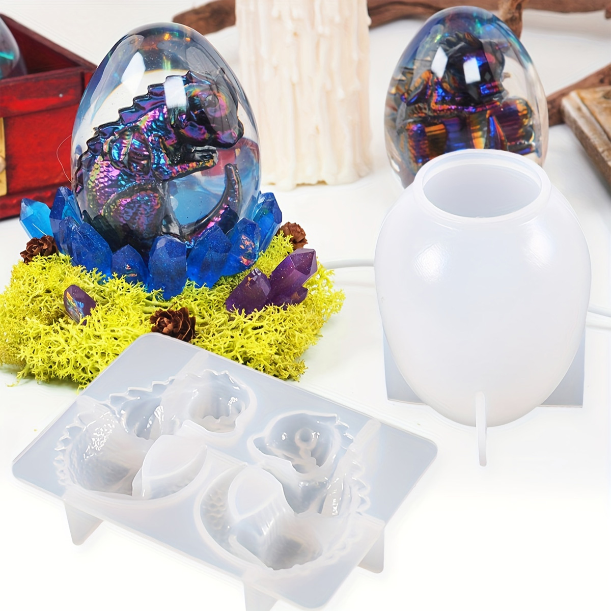 シリコンドラゴンエッグ型、2個セット、恐竜の卵樹脂鋳造型、D - Candle Making Kits のレビューと価格