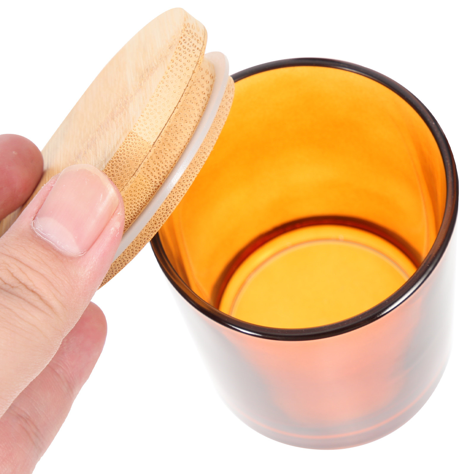 竹製の蓋が付いたガラス製キャンドルジャー4個セット。アロマワ - Candle Making Jars With Lids のレビューと価格